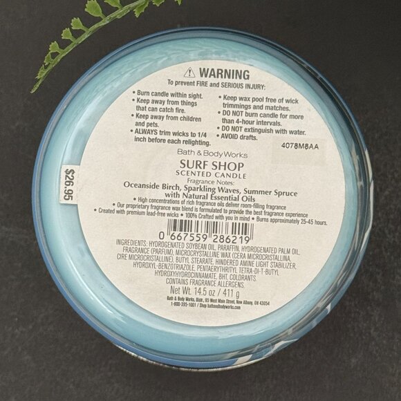 BBW Surf Shop Bath & Body Works 3 Wick Candle - Picture 10 of 10